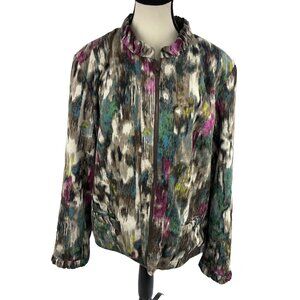 Requirements Womens Zip Jacket Abstract Print Stretch Casual Size XL Corduroy